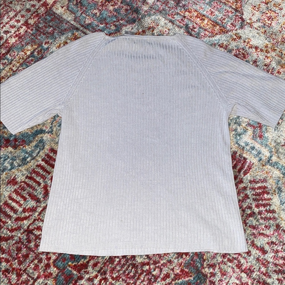 Light Grey Short Sleeve Ribbed Top - Picture 5 of 5